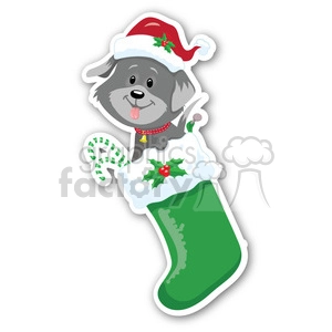 christmas dog in stocking sticker