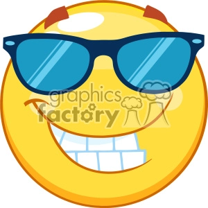 10458 Smiling Yellow Emoticon Cartoon Mascot Character With Sunglasses Vector