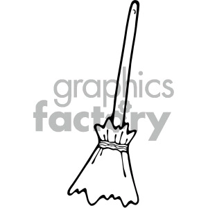 black white cartoon broom