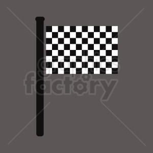 The image depicts a checkered flag, featuring a pattern of alternating black and white squares. The flag is shown attached to a pole on the left side.