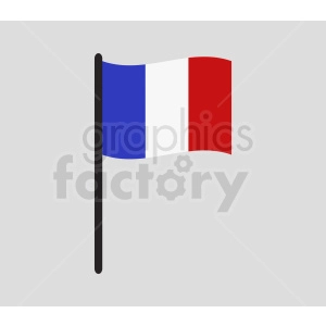 The image shows a clipart representation of the French flag, also known as the Tricolor, which consists of three vertical bands of equal width, with blue on the hoist side, white in the middle, and red on the fly side.