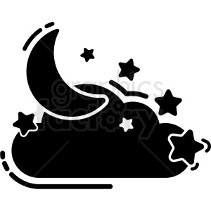 black and white moon and stars icon vector