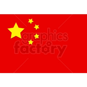 This clipart image features the national flag of China, characterized by a large golden star surrounded by four smaller stars in an arc pattern, all against a red background.