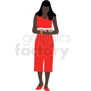 african american woman reading a book vector clipart