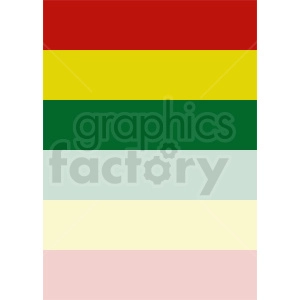 The image appears to be an oversimplified representation of the flag of Bolivia. However, it is important to note that this is not an accurate depiction of the Bolivian flag. The official flag of Bolivia consists of three horizontal stripes of equal width with red on the top, yellow in the middle, and green at the bottom. Additionally, the Bolivian flag typically features the national coat of arms in the middle of the yellow stripe, which is absent in this clipart.