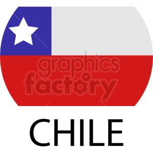 The image shows a stylized representation of the Chilean flag, featuring a white horizontal band at the top, a red horizontal band at the bottom, and a blue square in the upper-left corner with a white five-pointed star in the center. Below the flag the word CHILE is written in black capital letters.