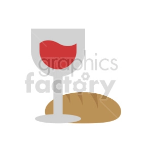 red wine and bread vector