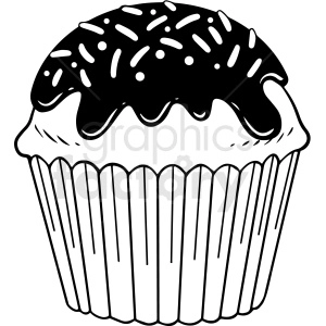 black white cupcake vector clipart
