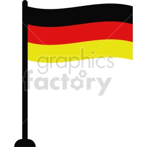 The clipart image depicts a flag on a flagpole, featuring three horizontal stripes in black, red, and yellow – the national colors of Germany. This flag is known as the national flag of Germany.