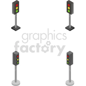 isometric traffic light vector icon clipart 1