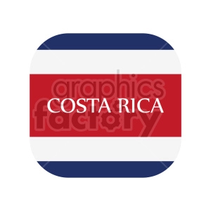 The image depicts a stylized representation of the flag of Costa Rica with the country's name COSTA RICA in the center. The design is simplified, showing the flag's color bands in blue, white, and red.