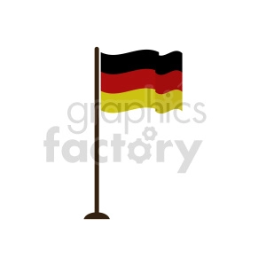 The image displays a clipart of a flagpole with the flag of Germany. The flag features three horizontal stripes with black on the top, red in the middle, and gold (yellow) at the bottom.