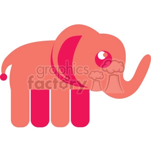 This clipart image depicts a stylized, simplified representation of an elephant. The elephant is primarily red and pink in color, with a playful, cartoonish design. It features a large, rounded body, prominent ears, a long trunk, and four legs.