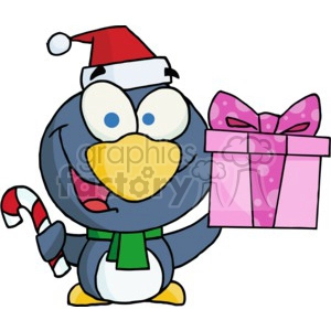 a penguin bearing gifts for the holidays