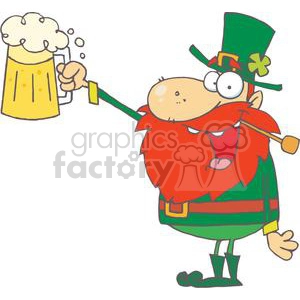 Lucky Leprechaun With A Pipe In Mouth Toast with A Mug Of Ale