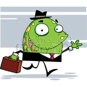 Golly Green Monster With A Suitcase Goes To Work