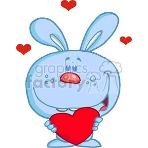 A Blue Bunny Holds A Red Heart 