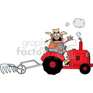 Happy African American Farmer Driving A Red Tractor