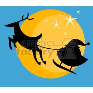 Santa Sleigh flying in front of the moon