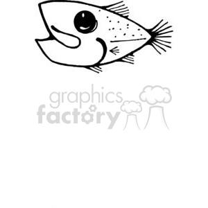 The clipart image shows a side view of a stylized fish with prominent features such as a large eye, a big, open mouth, and detailed fins. The fish has a pointed snout, and its body is decorated with dots and lines, suggesting scales and gills.