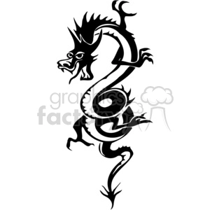 The image is a black and white clipart of a stylized Chinese dragon. The design is made in a way that it appears suitable for vinyl cutting or similar applications due to its clear, bold lines and solid areas of color.