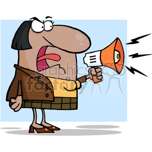 102569-Cartoon-Clipart-African-American-Business-Woman-Yelling-Through-A-Megaphone