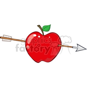 12935 RF Clipart Illustration Arrow Through Red Apple