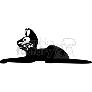 The clipart image shows a black cat, which is a feline pet animal with sleek black fur. The cat is depicted sitting upright and facing forward with its tail stretched out.