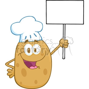 5180-Potato-Chef-Holding-Up-A-Blank-Sign-Royalty-Free-RF-Clipart-Image