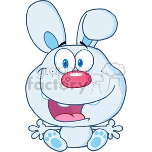 Clipart of Cute Blue Bunny Cartoon Character