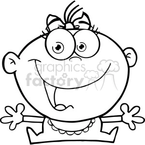 Clipart of Happy Baby Girl With Open Arms