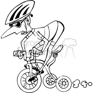 cartoon racer on tricycle black and white