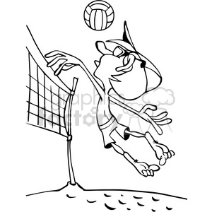 cartoon beach volleyball player outline