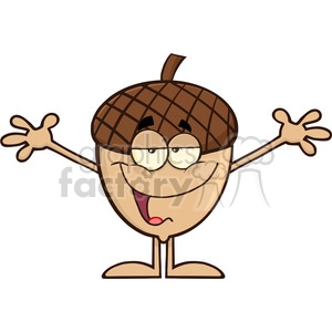 Royalty Free RF Clipart Illustration Funny Acorn Cartoon Mascot Character With Open Arms For Hugging