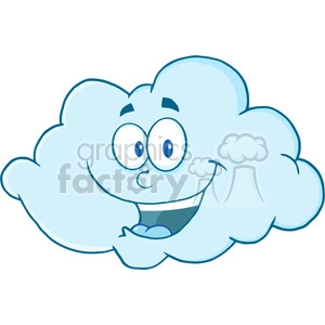 Royalty Free RF Clipart Illustration Happy Cloud Cartoon Mascot Character