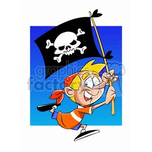 josh the cartoon character holding pirate flag