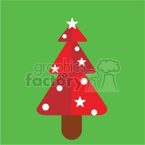 red christmas tree on green square vector flat design