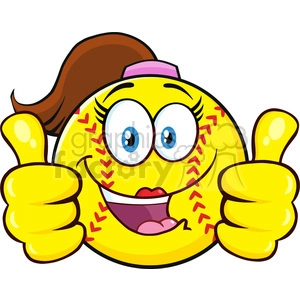 cute softball girl cartoon character giving a double thumbs up vector illustration isolated on white background
