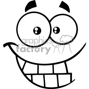 10912 Royalty Free RF Clipart Black And White Smiling Cartoon Funny Face With Smiley Expression Vector Illustration