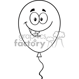 10745 Royalty Free RF Clipart Smiling Black And White Balloon Cartoon Mascot Character Vector Illustration