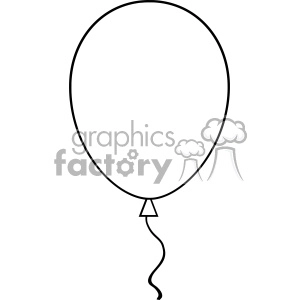 10734 Royalty Free RF Clipart Black And White Line Art Balloon Vector Illustration