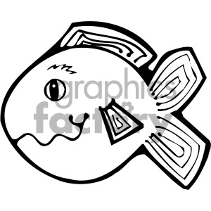 cartoon vector fish 008 bw