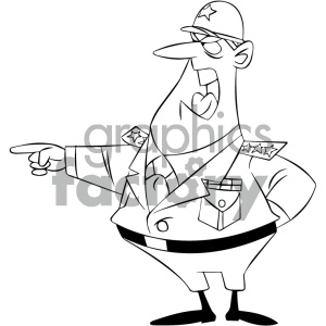 black and white cartoon colonel character