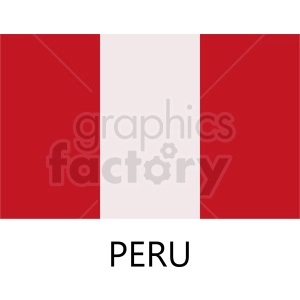 The clipart image displays the flag of Peru, which consists of three vertical stripes: red, white, red, with the middle white stripe being flanked by the two red stripes. Below the flag illustration, the name PERU is written in bold capital letters.