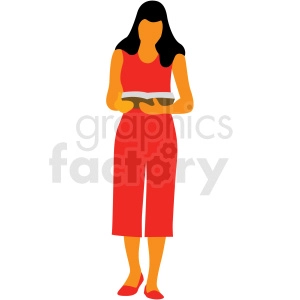 woman reading a book vector clipart