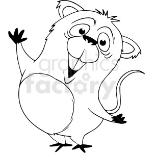 The image shows a cartoon koala waving its hand. The koala has a large, friendly smile, and its design is simple with bold outlines, suitable for coloring or as a child-friendly illustration.