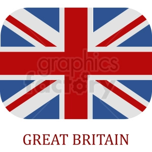 The clipart image features a rounded rectangular design with the Union Jack, the national flag of the United Kingdom (UK), displaying the familiar pattern of red and white crosses on a blue background with a banner below reading GREAT BRITAIN.