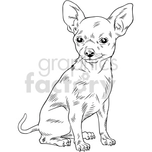 The clipart image shows a Chihuahua, which is a small dog breed with erect ears and a pointed muzzle. This particular image depicts the Chihuahua in an outline style, suitable for coloring books or digital design.