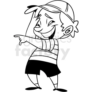 black and white kid laughing vector clipart
