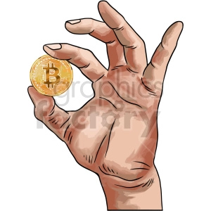 hand holding bitcoin vector clipart